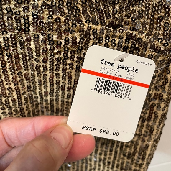 NWT M Free People Gold rush sequin party GOLD - Picture 9 of 11